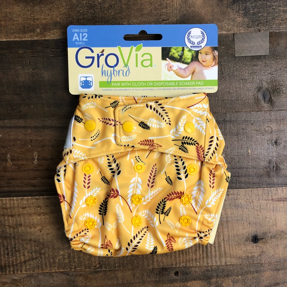 NIP GROVIA Shell Snap Sweetgrass Cloth Diaper AI2